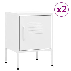 vidaXL Tables de chevet 2 pcs Blanc 35x35x51 cm Acier 