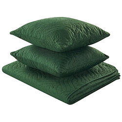 Beliani Couvre-lit avec deux coussins 160 x 220 cm vert BABAK 