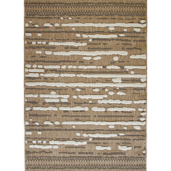 Thedecofactory JUTE RELIEF LINEA - Tapis effet jute à motif géométrique en relief blanc et noir 160x230 