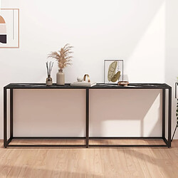 vidaXL Table console Marbre noir 200x35x75,5 cm Verre trempé