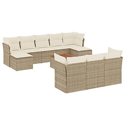 vidaXL Salon de jardin 11 pcs avec coussins beige résine tressée