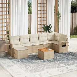 Maison Chic Salon de jardin avec coussins 8 pcs | Ensemble de Table et chaises | Mobilier d'Extérieur beige résine tressée -GKD45605