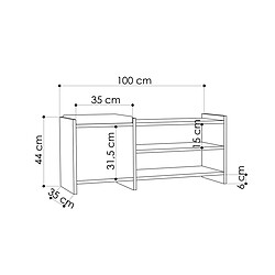 Acheter Banc à chaussures Alexandra House Living Blanc Gris 100 x 44 x 35 cm 2 Etagères 1 porte