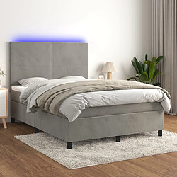 vidaXL Sommier à lattes de lit avec matelas LED Gris clair 140x190 cm 