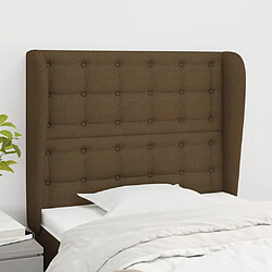 Maison Chic Tête de lit scandinave avec oreilles,meuble de chambre Marron foncé 83x23x118/128 cm Tissu -MN32507