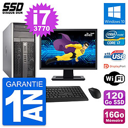 PC Tour HP 6300 CMT Ecran 22" Intel i7-3770 RAM 16Go SSD 120Go Windows 10 Wifi · Occasion 