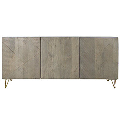 Pegane Buffet meuble de rangement en bois de manguier et métal coloris gris - Longueur 160 x Hauteur 75 x Profondeur 45 cm