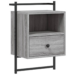 Maison Chic Table de chevet murale - Table de Nuit sonoma gris 40x30x61cm bois d'ingénierie