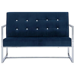 Avis Maison Chic Canapé 2 places avec accoudoirs | Sofa de Salon | Canapé droit Bleu Chrome et velours -GKD154167