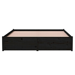 Acheter vidaXL Cadre de lit sans matelas noir bois massif 140x190 cm