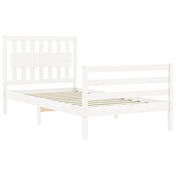 Maison Chic Cadre/structure de lit et tête de lit pour adulte - Lit Moderne Chambre blanc 100x200 cm bois massif -MN13564 pas cher