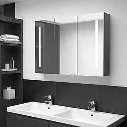 vidaXL Armoire de salle de bain à miroir LED 89x14x62 cm Gris 