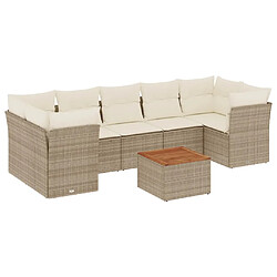 vidaXL Salon de jardin avec coussins 8 pcs beige résine tressée