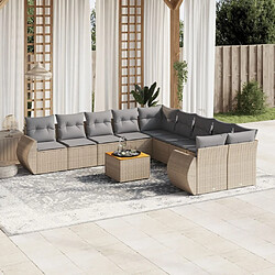 Maison Chic Salon de jardin 11 pcs avec coussins, Ensemble Tables et chaises d'extérieur beige résine tressée -GKD133529