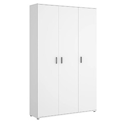 Pegane Armoire de rangement 3 portes coloris blanc - Longueur 116 x Profondeur 35 x Hauteur 190 cm