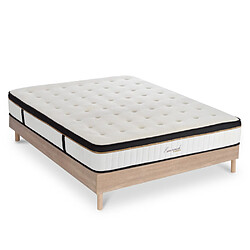 MAISON AUBERTIN Matelas Mémoire + Sommier Bois 140x200 Ensemble matelas à Mémoire de forme et Sommier en kit bois 140x200