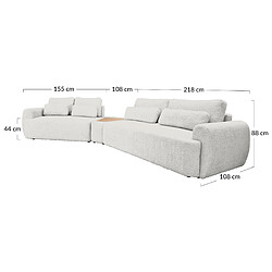 Bestmobilier Mahina - canapé d'angle gauche - 5 places avec bout de canapé - convertible avec coffre - en tissu bouclette pas cher