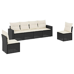 vidaXL Salon de jardin 6 pcs avec coussins noir résine tressée