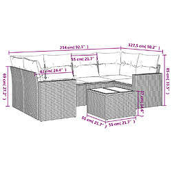 Avis vidaXL Salon de jardin avec coussins 7 pcs gris résine tressée