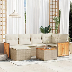 vidaXL Salon de jardin avec coussins 7 pcs beige résine tressée 