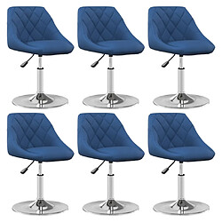 vidaXL Chaises pivotantes à manger lot de 6 Bleu Velours