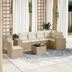 Maison Chic Salon de jardin avec coussins 7 pcs, Ensemble Tables et chaises de jardin, beige résine tressée -GKD278049