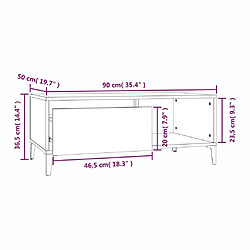 vidaXL Table basse Sonoma gris 90x50x36,5 cm Bois d'ingénierie pas cher