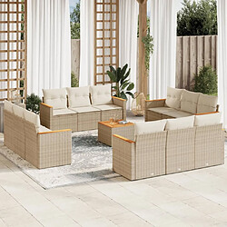 Maison Chic Salon de jardin avec coussins 13 pcs | Ensemble de Table et chaises | Mobilier d'Extérieur beige résine tressée -GKD32902