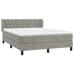 Avis Maison Chic Lit Adulte - Lit simple Lit à sommier tapissier et matelas moelleux - Meuble de Chambre - Gris clair 140x190cm Velours -MN27180