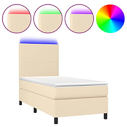 vidaXL Sommier à lattes de lit et matelas et LED Crème 100x200cm Tissu