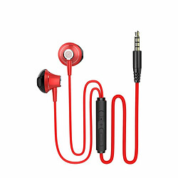 3.5Mm Écouteurs Stéréo Écouteurs Intra-Auriculaires Musique Casque Hifi Basse Casque Avec Microphone Rouge