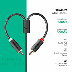 UGREEN Câble RCA Jack 3.5mm Femelle vers 2 RCA Mâle Audio Câble Stéréo Compatible avec Téléphone iPhone iPod Haut-Parleur Enceinte Mini Chaîne HDTV Home Cinéma Amplificateur Subwoofer (20CM) 