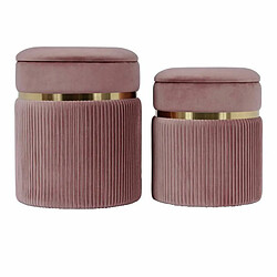 Paris Prix Lot de 2 Tabourets Zora 44cm Vieux Rose & Or