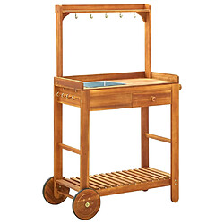 vidaXL Chariot de cuisine de jardin Bois d'acacia 92x43,5x141,5 cm 