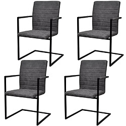 vidaXL Chaises à manger cantilever lot de 4 gris similicuir 