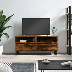 Maison Chic Meuble TV scandinave - Banc TV pour salon chêne fumé 100x34,5x44,5 cm bois d'ingénierie -MN61261