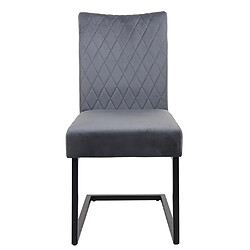 Mendler Lot de 2 chaises cantilever HWC-L15, chaise visiteur chaise de conférence, velours acier époxy ~ gris foncé pas cher