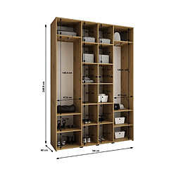 Acheter Abiks Meble Armoire à portes battantes Como 3 245,5/180/40 4 portes (blanc/noir)