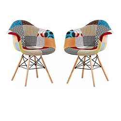 Life Interiors Set of 2 Moda Eiffel Patchwork Armchair Multicolor 