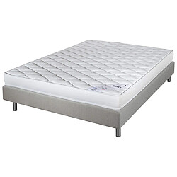 Ebac Matelas et sommier 140x190 Marly - Newkit - Soutien ferme - Sommier démonté - Lin 