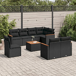 Maison Chic Ensemble Tables et chaises d'extérieur 9 pcs avec coussins,Salon de jardin noir résine tressée -GKD317833