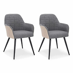 Paris Prix Lot de 2 Fauteuils Design Singolo 81cm Beige & Gris