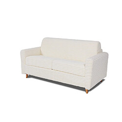 Inside 75 Canapé VIRGOLA convertible express matelas 16 cm sommier lattes 120 cm velours ivoire