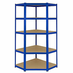 Monstershop Monster Racking - Rayonnage d'Angle T-Rax en Acier Sans Boulons Bleu 90cm x 45cm x 180cm