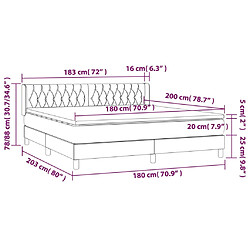 vidaXL Sommier à lattes de lit avec matelas Rose 180x200 cm Velours pas cher