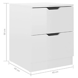 vidaXL Tables de chevet 2pcs Blanc brillant 40x40x50cm bois ingénierie pas cher