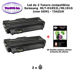 Pack 2 Toner générique MLT-D1052L pour imprimante Samsung SCX 4600 4623 4623F 4623FW 4623G SF650 SF650P+10f A6 brillantes-T3AZUR 