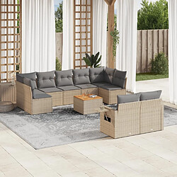 Maison Chic Salon de jardin et coussins 10 pcs | Ensemble de Table et chaises | Mobilier d'Extérieur mélange beige résine tressée -GKD36824