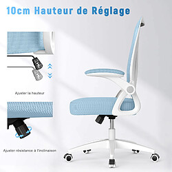 BIGZZIA Chaise de Bureau Ergonomique Siège - Fauteuil avec 2D Accoudoirs - Support lombaire - Réglable en hauteur Bleu