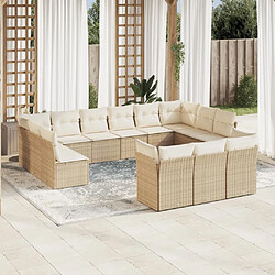 Maison Chic Salon de jardin avec coussins 13 pcs | Ensemble de Table et chaises | Mobilier d'Extérieur beige résine tressée -GKD58198